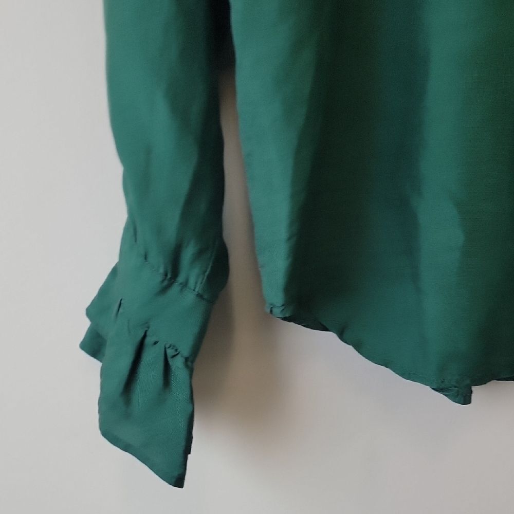 H.L. Spencer (Vintage) VTG Silk Blouse Green Size S Vintage - Picture 6 of 11